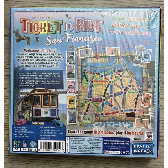 Alan R Moon Ticket To Ride Francisco Strategy Board Game New - Picture 2 of 3